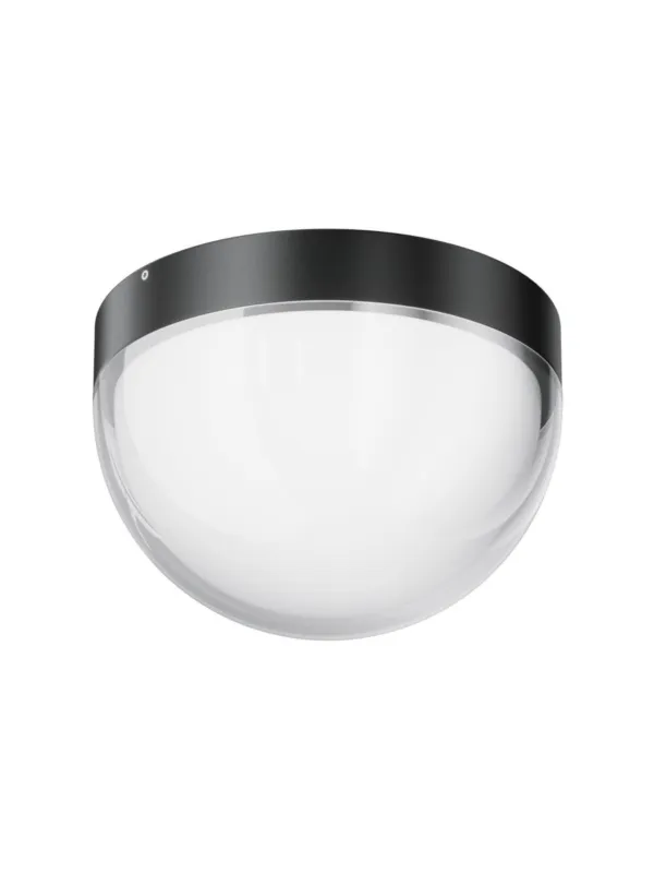 Grafitowy plafon sufitowy Mon LED do tarasu IP65 - półkulisty mleczny klosz, 3000K, 1100lm Łatwy zwrot