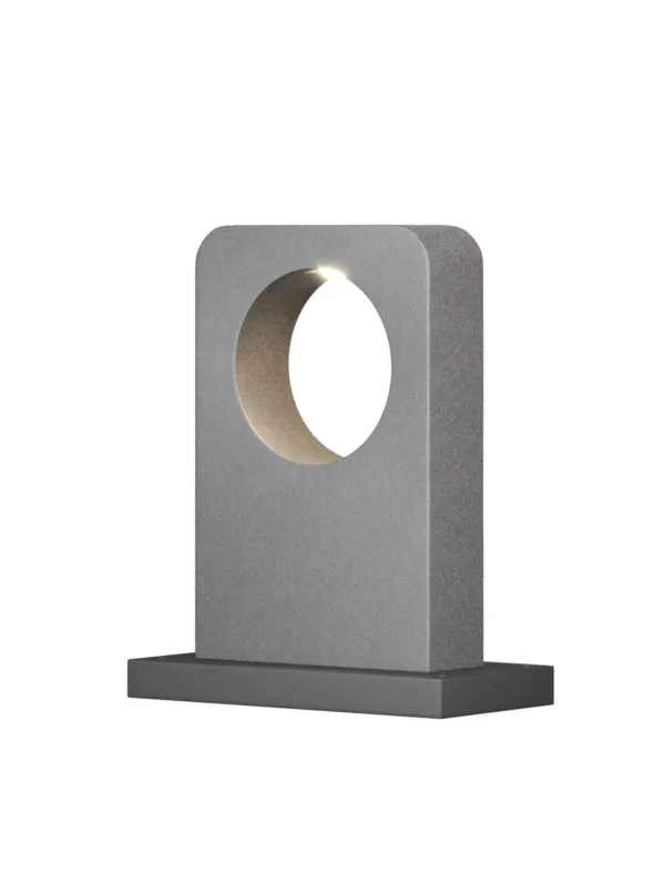 Ostatnie sztuki Designerska lampa ogrodowa Betone LED IP65 - betonowy blok z okrągłym otworem 3000K 500lm, niska