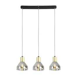 Sprawdź teraz LAMPA WISZĄCA GREGORY CZARNY BRĄZ 3X40W E14 KLOSZ DYMIONY