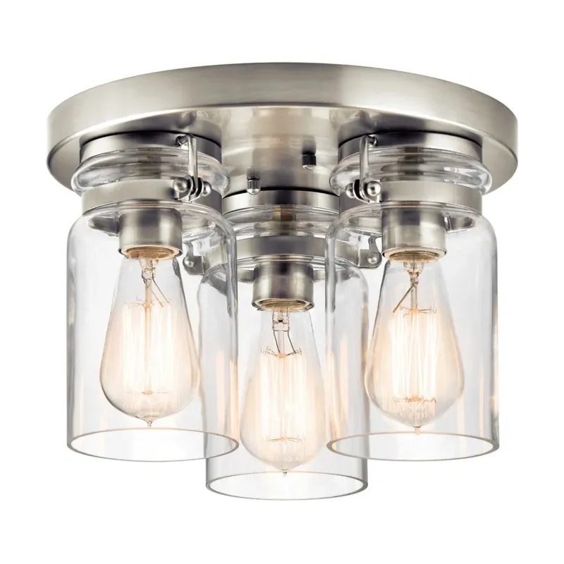 Lampa sufitowa szklany klosz (nikiel) plafon do kuchni salonu 1xE27, Kichler (Brinley) Ekspresowa dostawa