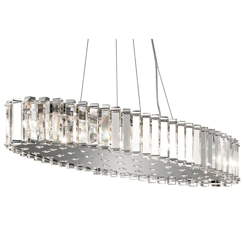 Nie przegap Lampa wisząca chrom - kryształowa (65x19cm) żyrandol do salonu kuchni sypialni (G9 8x4W) Kichler (Crystal)