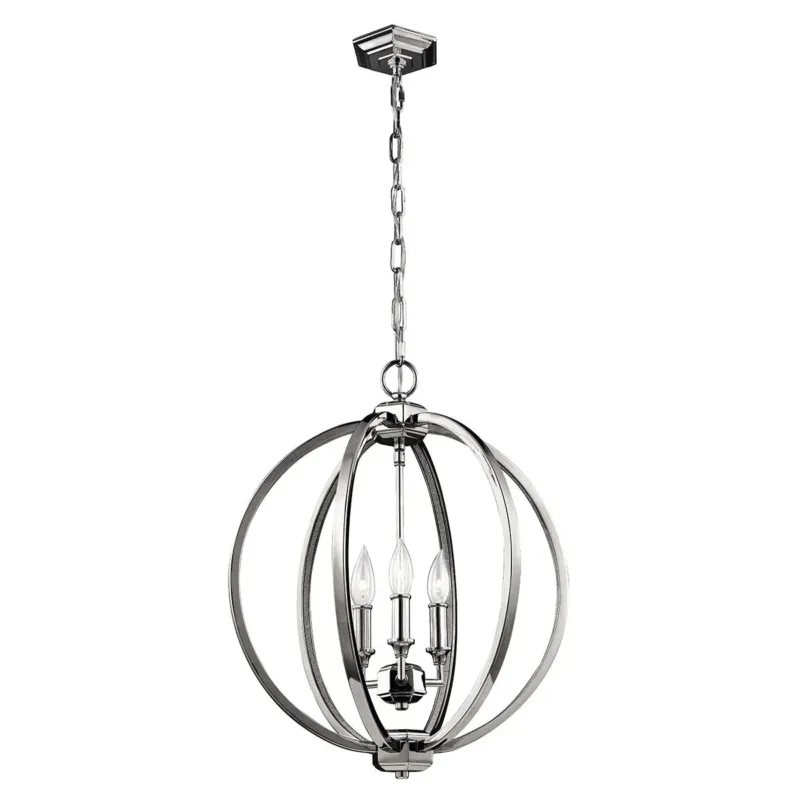 Metalowa lampa wisząca 43cm (ażurowa kula - nikiel) do kuchni salonu sypialni (3xE14) Feiss (Corinne) Tani