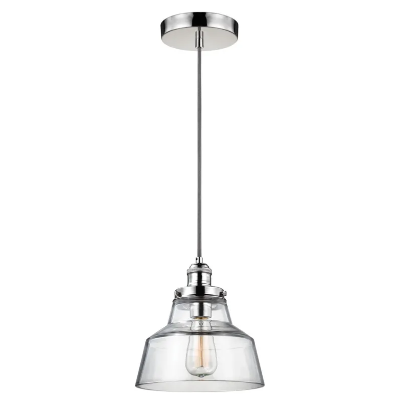 Dostępne od ręki Szklana lampa wisząca 25cm (polerowany nikiel) do kuchni jadalni salonu (1xE27) Feiss (Baskin)