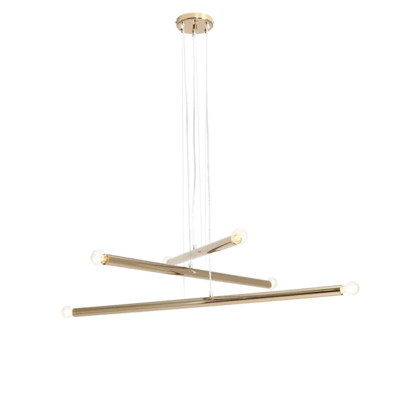 Żyrandol do salonu, biura - złota lampa wisząca rurki (6xE14) Aldex (tubo) 1072K30 Nowość