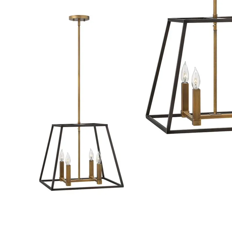 Industrialna (metalowa klatka-brąz) lampa wisząca 4xE14,do salonu kuchni, Hinkley (Fulton) Taniej