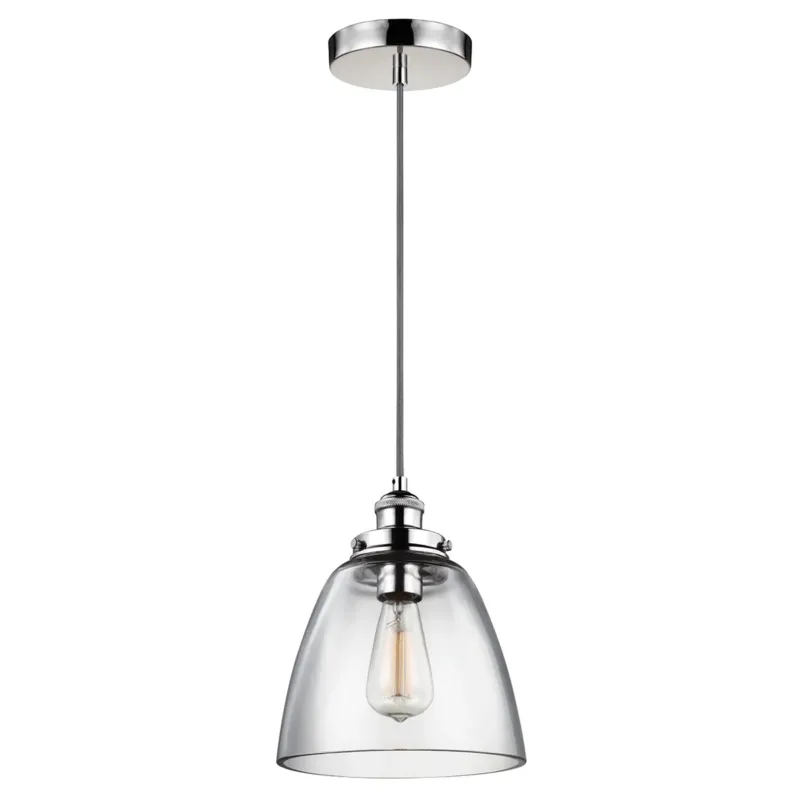 Szklana lampa wisząca Baskin (polerowanym nikiel) Feiss - lampa do kuchni / jadalni / salonu (1xE27) Sprawdź teraz