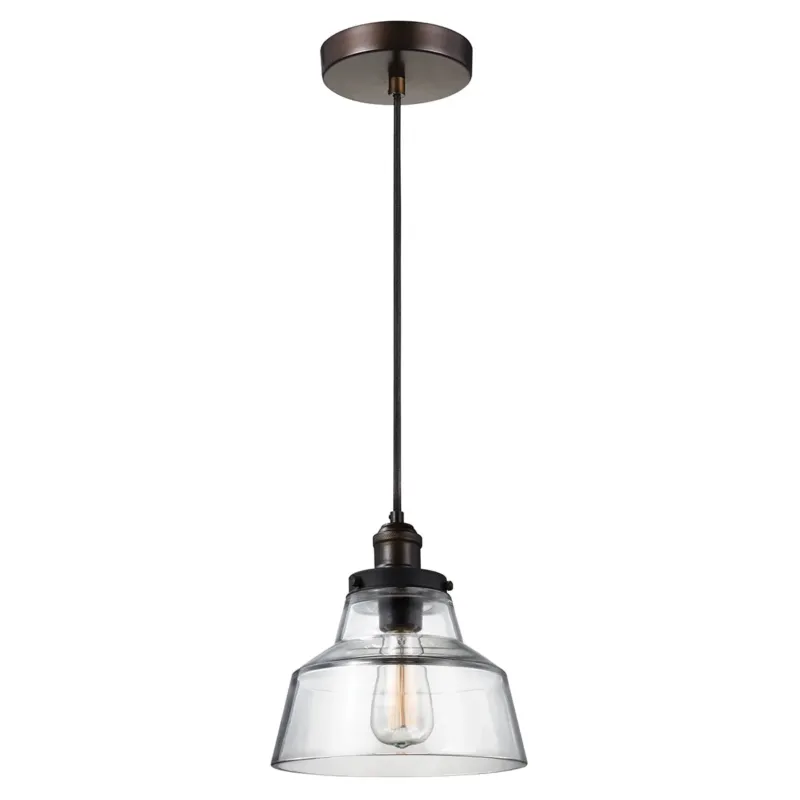 Szklana lampa wisząca 25cm (stary mosiądz, cynk) do kuchni jadalni salonu (1xE27) Feiss (Baskin) Tani