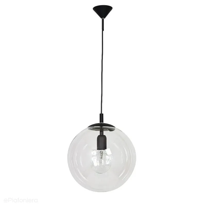 Szklana lampa wisząca, pojedyncza przezroczysta kula 1xE27, (czarne zawiesie) Aldex (Globus) 562G5 Najlepsza cena