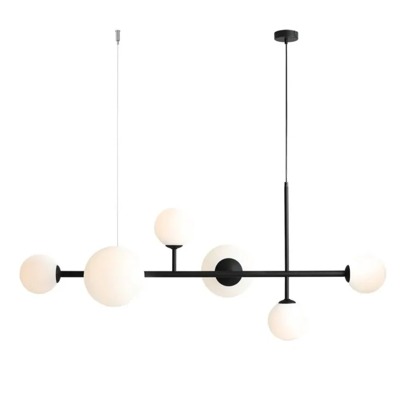Lampa wisząca Dione 6 Black, poziomy żyrandol - Aldex 1092K1, zawiesie czarne (4xE14/2xE27) Tylko dziś