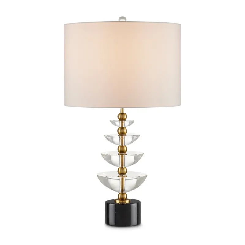 Waterfall – lampa stołowa inspirowana fontanną z optycznego kryształu, czarny marmur i shantung Ostatnie sztuki