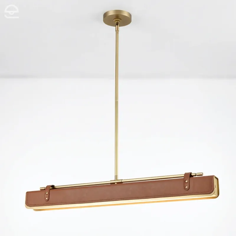 Valise – skórzana lampa wisząca liniowa, vintage mosiądz i skóra koniakowa Kup teraz