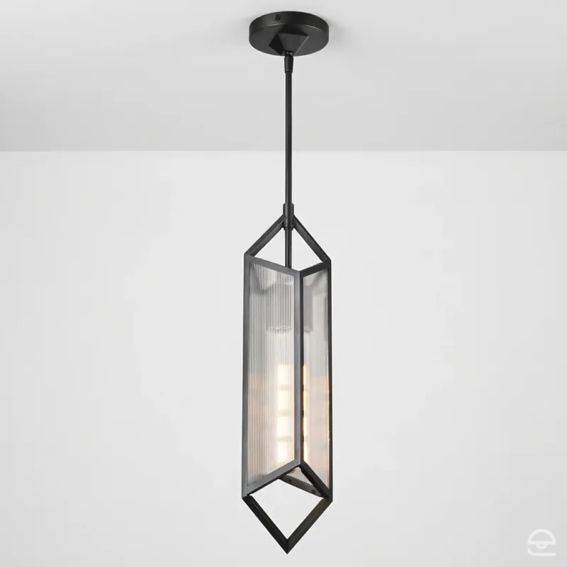 Cairo – geometryczna lampa wisząca z ryflowanym szkłem, miejski brąz Oferta limitowana