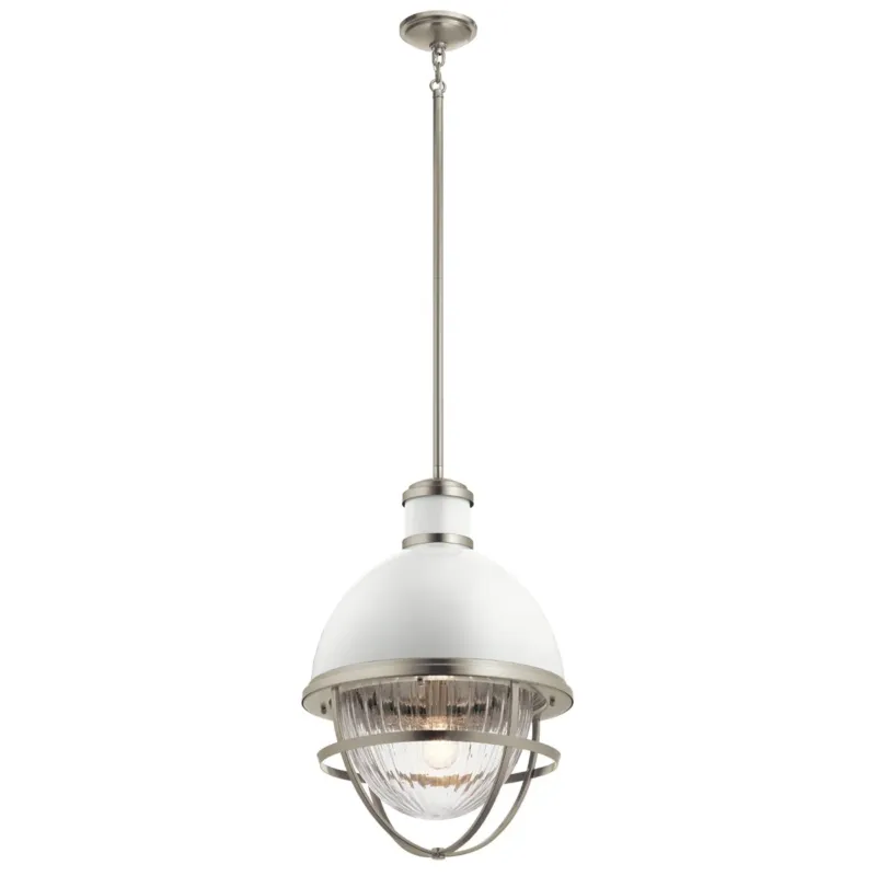 Wybór klientów Lampa wisząca Tollis - 1 źródło światła - Białe/ Szczotkowany nikiel