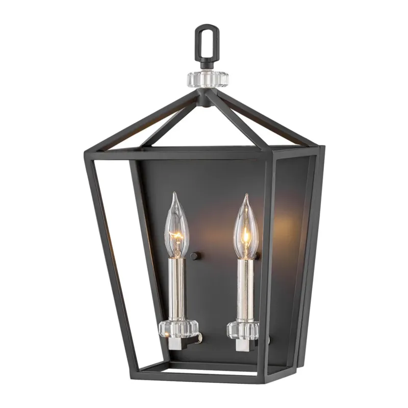 Oferta limitowana Kinkiet Stinson - 2 źródła światła - Czarny/ Polerowany nikiel