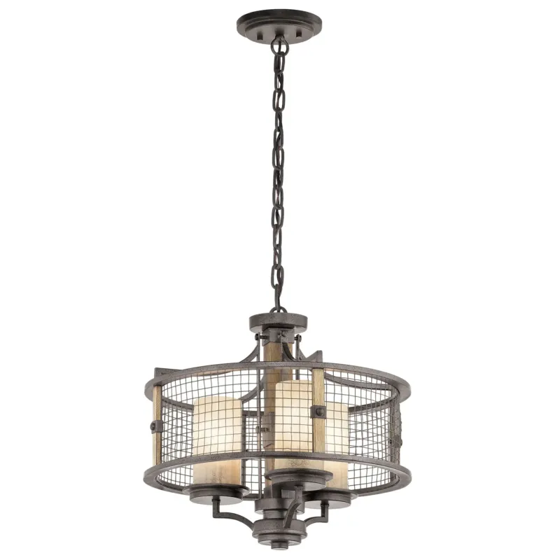 Sprawdź teraz Lampa wisząca 45cm, metalowa siatka - kute żelazo, do salonu kuchni sypialni (3xE27) Kichler (Ahrendale)