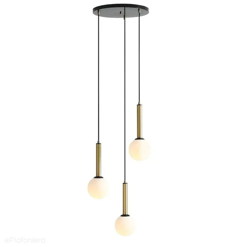Lampa (czarna - mosiądz) wisząca do salonu sypialni, żyrandol 3xE14, Aldex (Rinn) 1098E1 Wysoka jakość