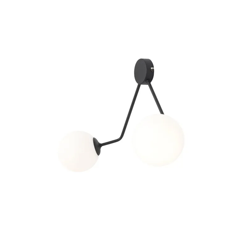 Ograniczona ilość Czarna lampa ścienna - kinkiet, białe kule 2x14cm (E14) Aldex (Holm) 1082D1