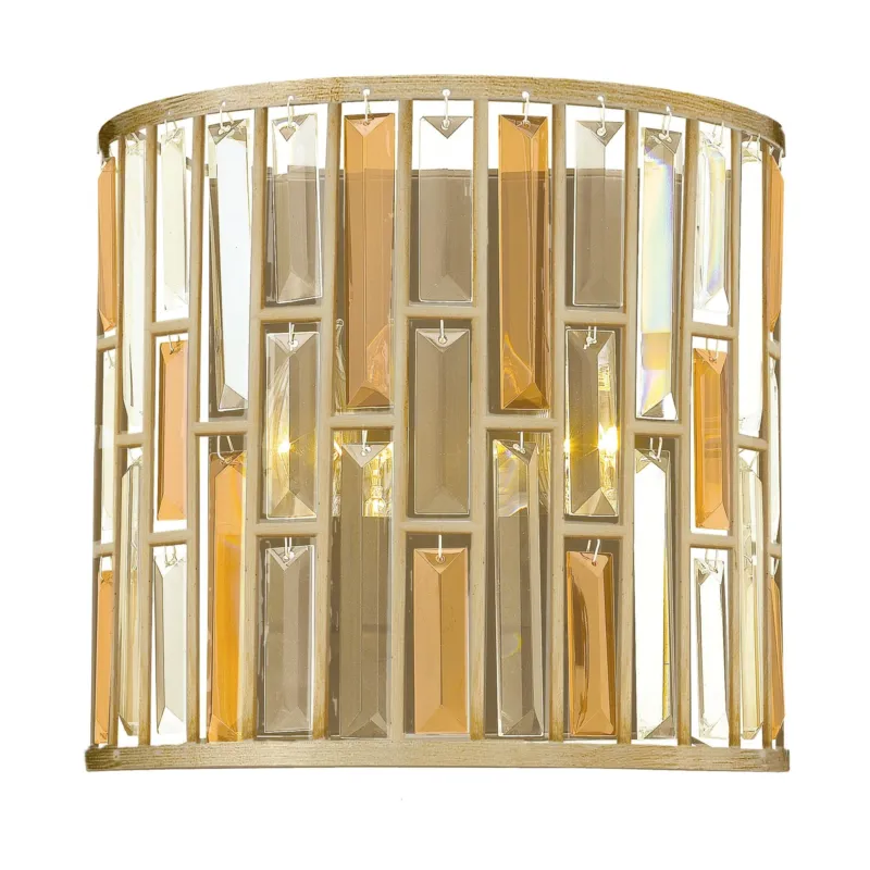 Cena promocyjna Złota lampa ścienna Gemma z kryształami - Hinkley (płatki srebra, bursztyn, kryształy) 31x28cm / 2xE14