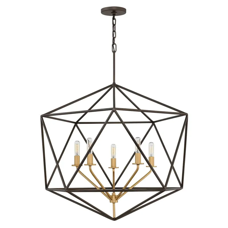 Astrid - loftowa lampa wisząca - Hinkley, druciana - ażurowa klatka (70x70cm / 5xE14) Nowy