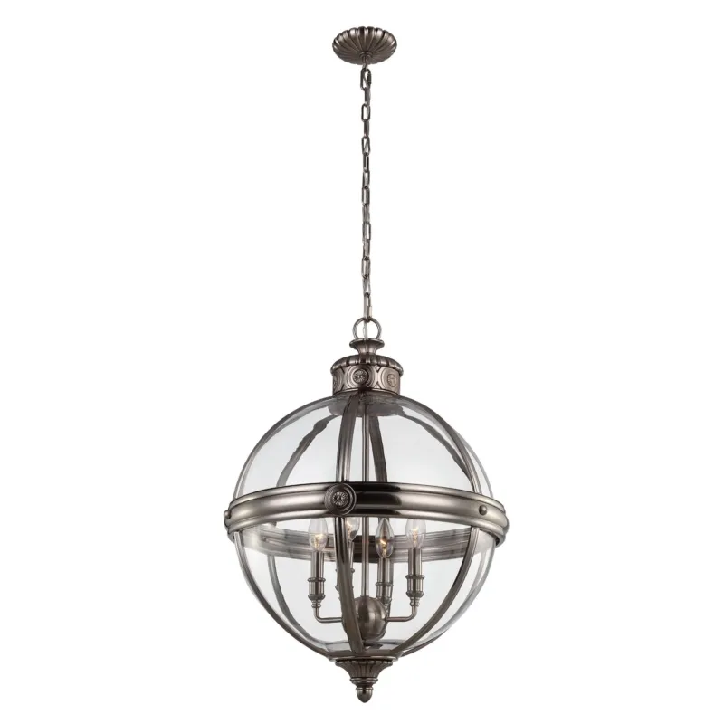 Lampa wisząca kula Adams antyczny nikiel - Feiss (50cm / metal - szkło/ 4xE14) Tylko dziś