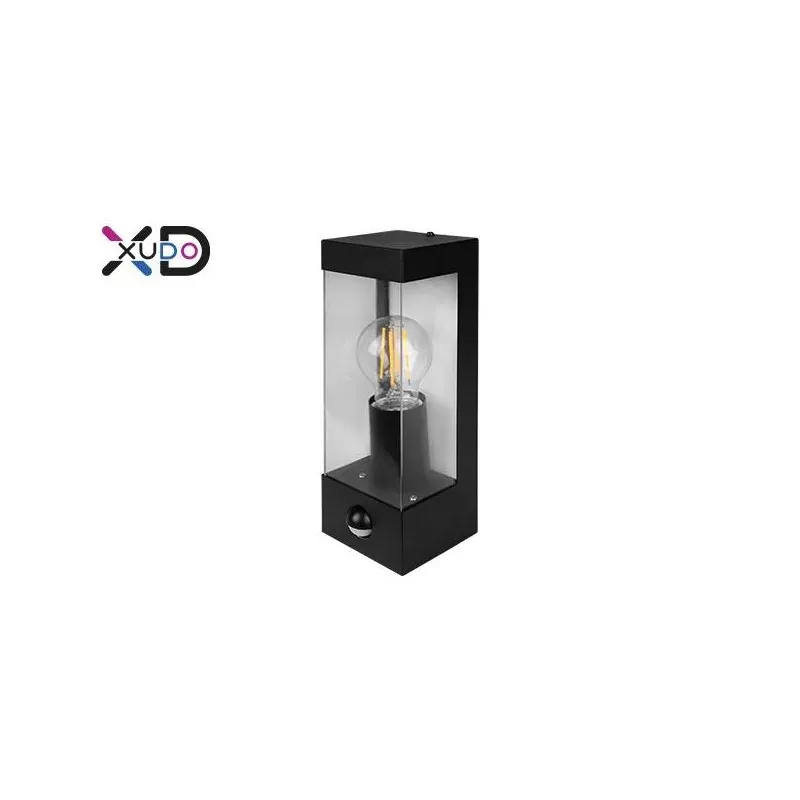 XD-QA101S Nowoczesny czarny kinkiet E27 LED IP44 PC z czujnikiem PIR LVT Super okazja