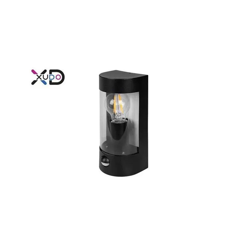 XD-QA101B Nowoczesny czarny kinkiet E27 LED IP44 PC PIR LVT Nowy