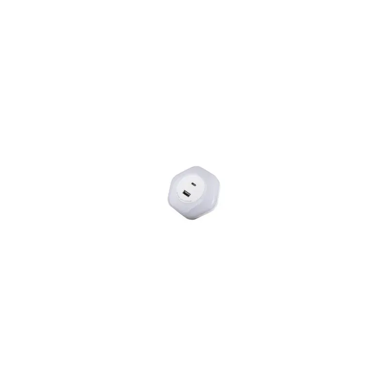 Cena promocyjna 37397 Lampka wtykowa do kontaktu z czujnikiem zmierzchu i portami USB 3000K BOLA LED WW W Kanlux