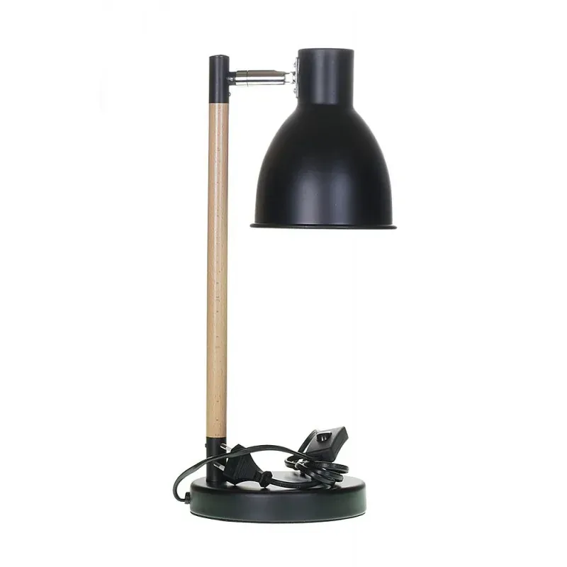Czarna lampka na biurko z drewnianą wstawką loft E27 HD1707 Rum-Lux Ekspresowa dostawa