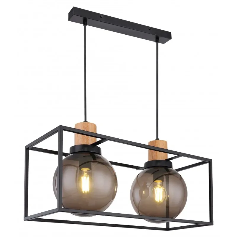 RETRO 2 LAMPA WISZĄCA CZARNY 2X40W E27 KLOSZ DYMIONY Wysoka jakość