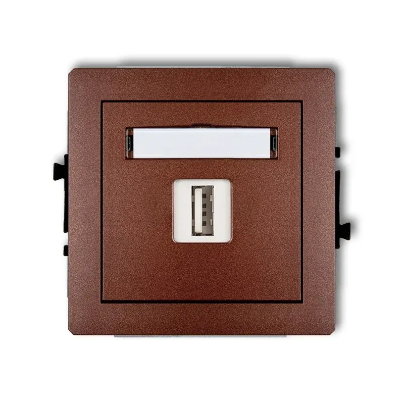 Pojedyncze gniazdo USB w kolorze brązowym USB-AA 2.0 DECO 9DGUSB-1 KARLIK Super okazja
