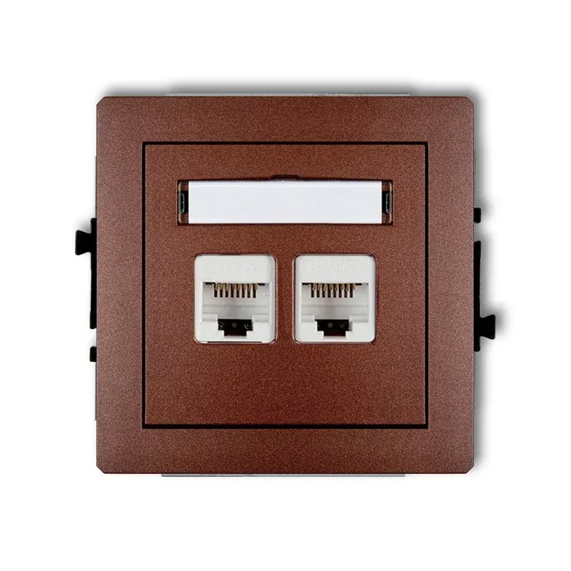 Podwójne gniazdo komputerowe RJ45 brązowy metalik DECO 9DGK-4 KARLIK Zniżka
