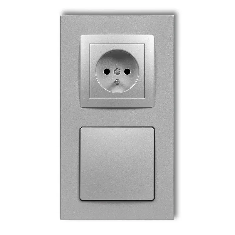 Gniazdo ssące odkurzacza centralnego z gniazdem pojedynczym z uziemieniem srebrny metalik DECO 7DGV-2 KARLIK Oferta czasowa