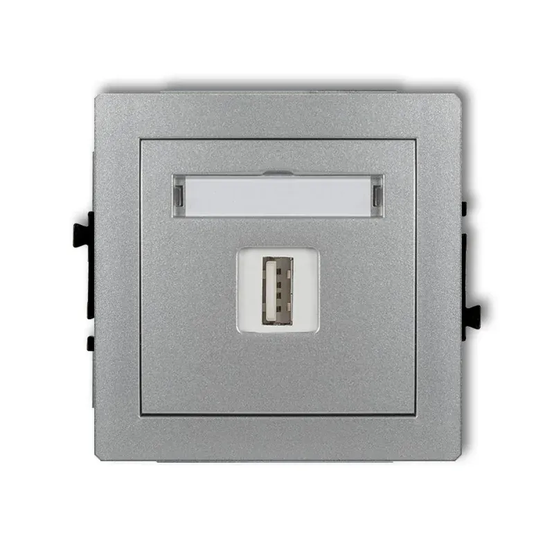 Pojedyncze gniazdo USB w kolorze srebrnym USB-AA 2.0 DECO 7DGUSB-1 KARLIK Nowy