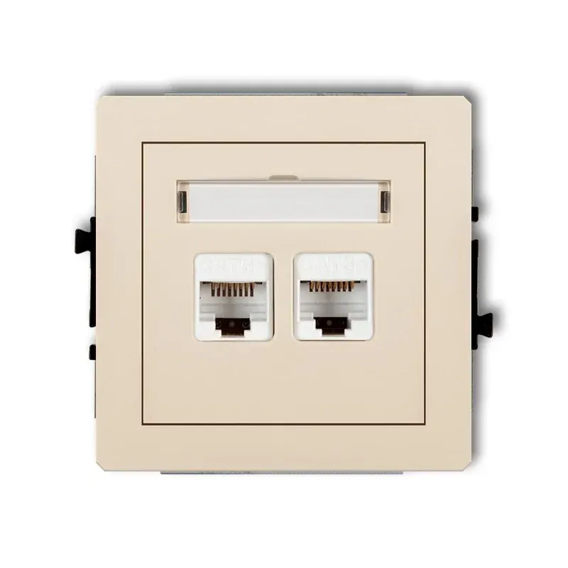 Beżowe gniazdo podwójne komputerowe RJ45 1DGK-4 DECO KARLIK Do wyczerpania zapasów