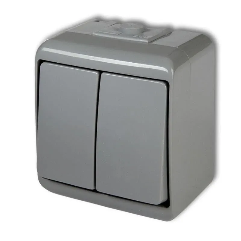 Wyjątkowa oferta 10WHE-2 Włącznik świecznikowy włącznik/wyłącznik popielaty IP54 natynkowy Junior KARLIK