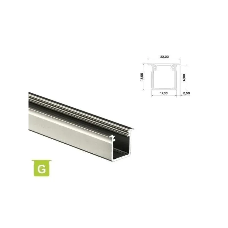 Do wyczerpania zapasów Profil Aluminiowy Do Taśm Led Wpuszczany Lumines Typ G - Srebrny - 1 Metr