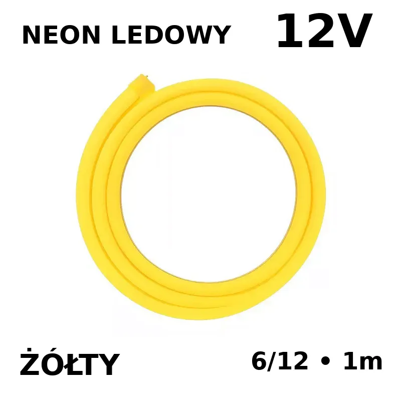 Neon Żółty Led 6X12 Mm 12V Elastyczny 1 M Rabat