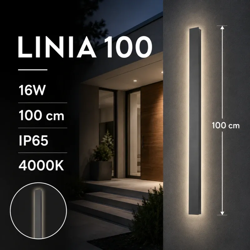 Oprawa Ścienna Antracyt Elewacyjna LED Linia V-TAC 16W IP65 100cm VT-1176 4000K 2250lm Tani