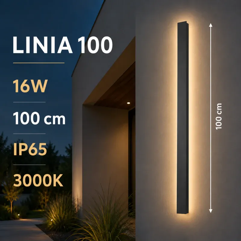Czarna Oprawa Ścienna Elewacyjna Led Linia V-Tac 16W Ip65100Cm Vt-1176 3000K 2035Lm Bezpieczne zakupy