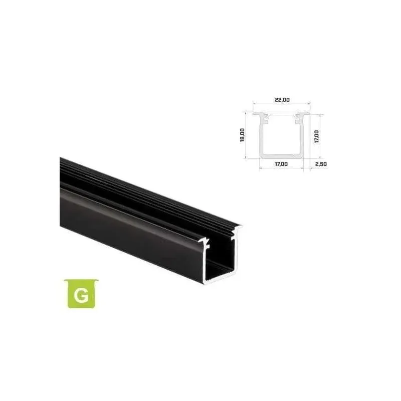 Do wyczerpania zapasów Profil Aluminiowy Do Taśm Led Wpuszczany Lumines Typ G - Czarny - 1 Metr