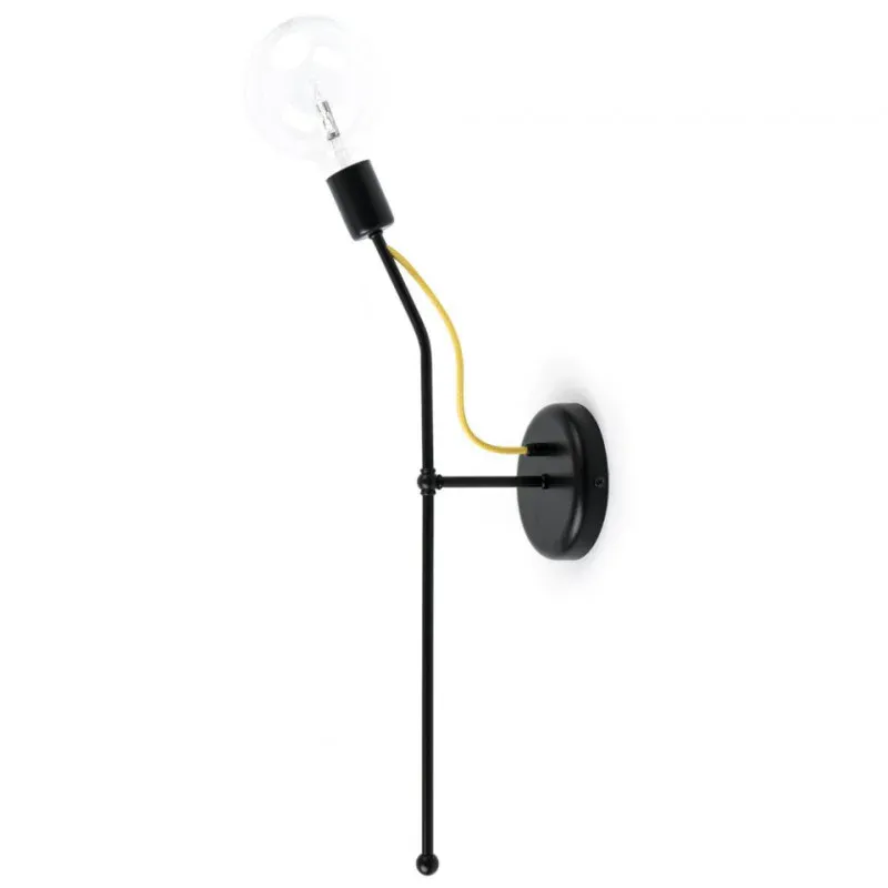 Czarna Lampa Ścienna Loft Tubo 1 Kinkiet Z Metalowych Rurek Kolorowe Kable Okazja