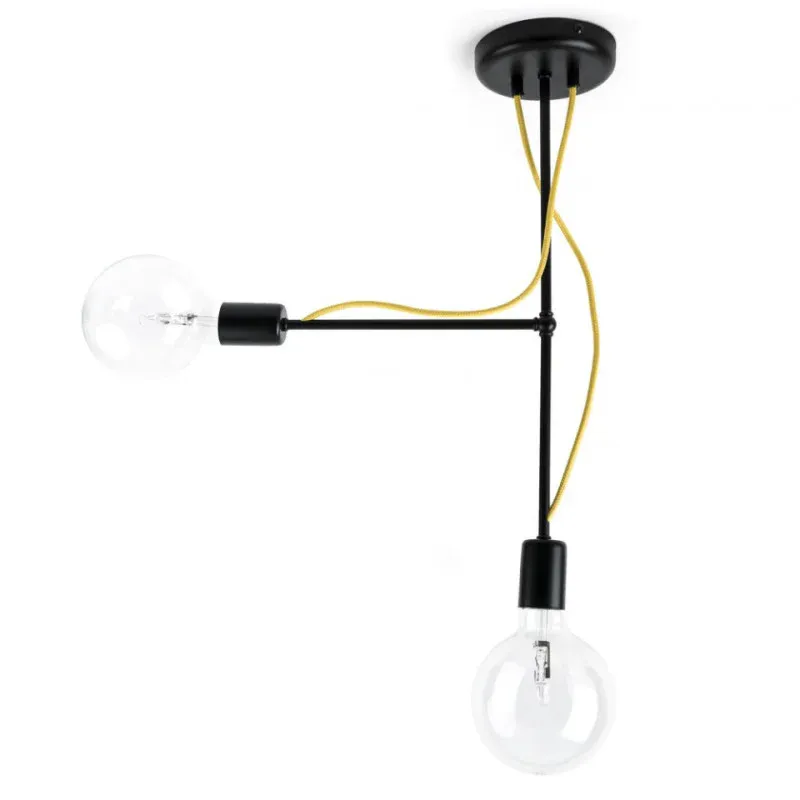 Czarna Lampa Sufitowa Loft Tubo 5 Lampa Z Metalowych Rurek Kolorowe Kable Ograniczona ilość