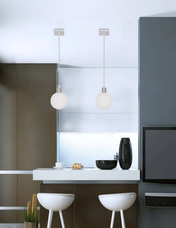 Lampa wisząca Oden kula szklana 12 cm pojedyncza do salonu biała Oferta limitowana