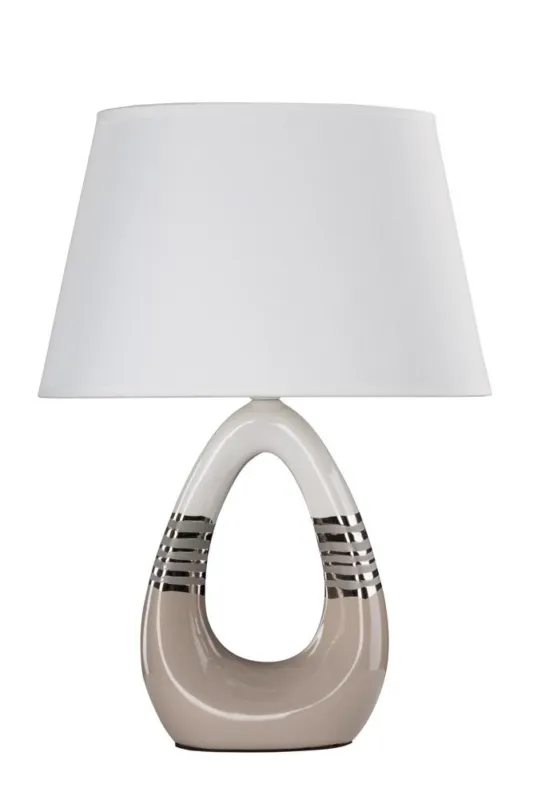Najlepsza cena Lampka nocna Romano beżowo-biała ceramiczna z abażurem E27