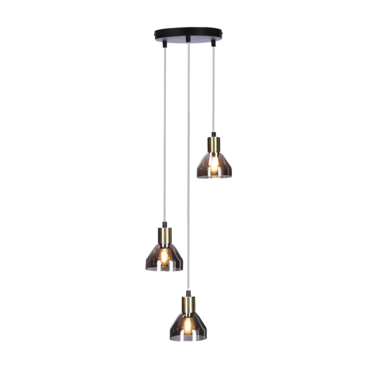 Lampa wisząca Gregory szklana potrójna czarno‑złota do salonu 3xE14 Taniej