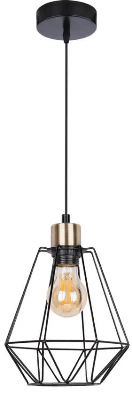 Bezpieczna płatność Lampa wisząca Primo czarna pojedyncza druciany klosz loft do salonu E27