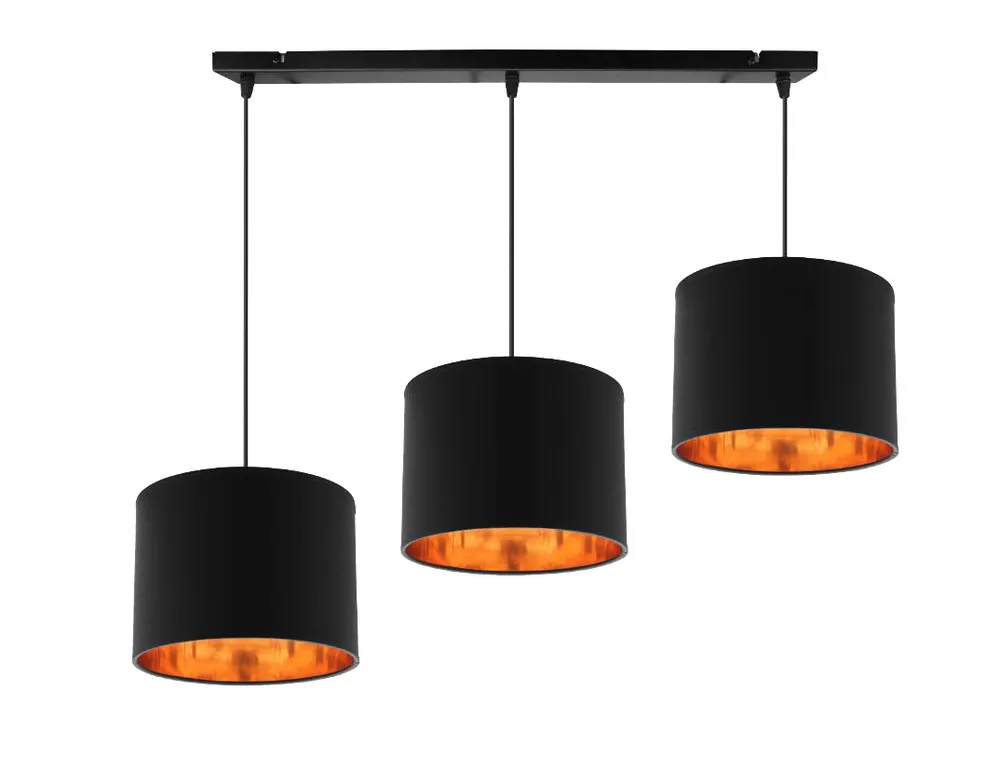 Bestseller Lampa wisząca z abażurami Candida potrójna czarna metalowa E27