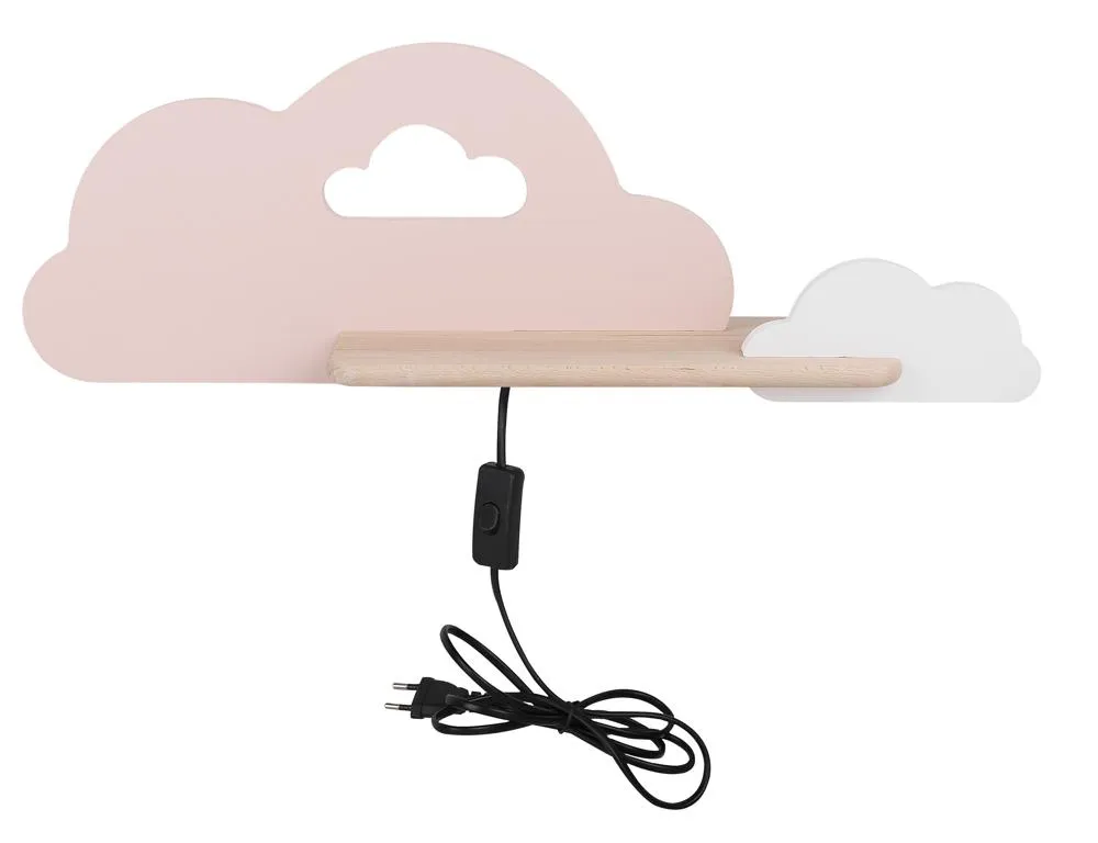Kinkiet Cloud do pokoju dziecięcego z półką LED zintegrowany różowo-biały Kup teraz