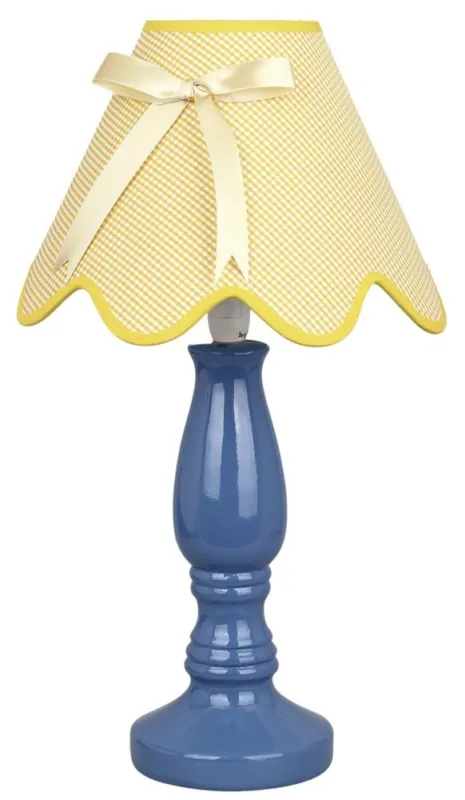 Cena promocyjna Lampka nocna Lola niebiesko-żółta klasyczna z abażurem E14