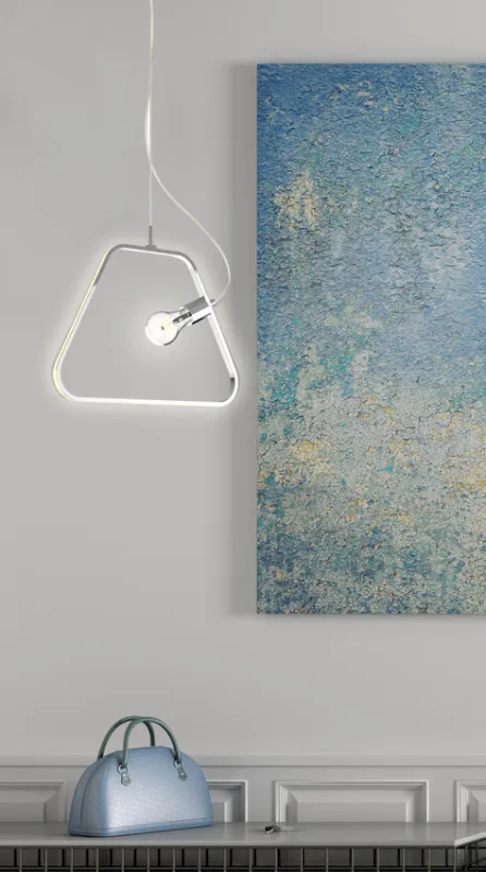 Oferta Lampa wisząca Ikaria trapez srebrna do salonu LED zintegrowany E27